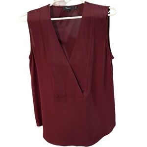 Theory Silk Tank in burgundy crossover style size S.